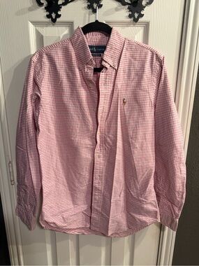 Ralph Lauren Pink Micro-Check Button-Down Dress Shirt